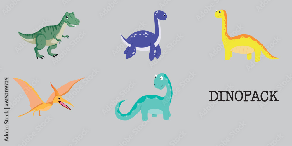 Fototapeta premium Vector illustration of dinosaurs. Flat illustration. Dino pack