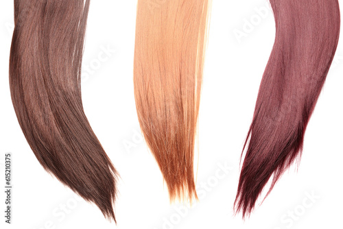 Different hair on white background