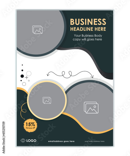 A4 responsive infographic flyer template design with circular shapes use for High-quality business engagements