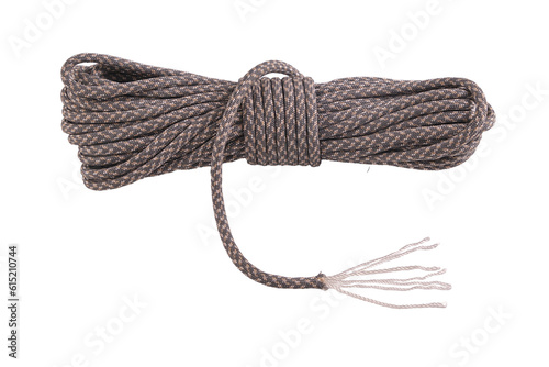 paracord isolated on white background, grey tactical, cord strong, tourist, 550