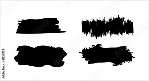 ink brush strokes shapes Inscriptions grunge design Black paint Dirty elements Vector stock illustration EPS 10