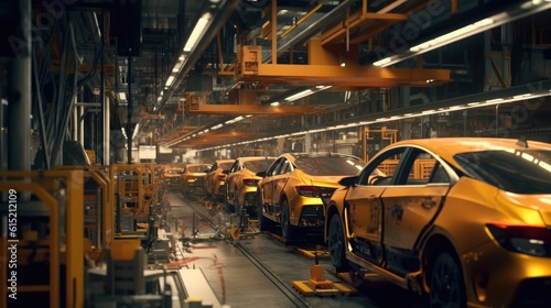 Automated car Assembly line, The plant of the automotive industry. Line of car body.