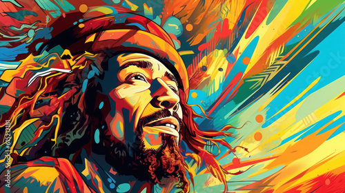 abstract background with Reggae portrait