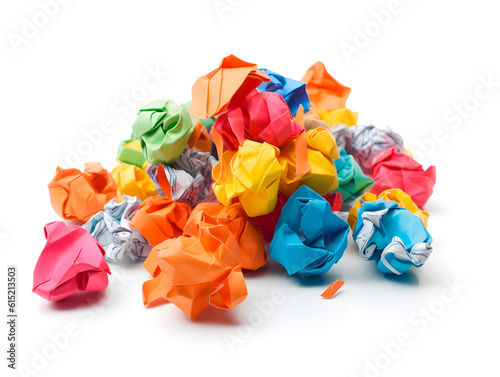 Crumpled sheets of paper isolated over white. Idea concept.