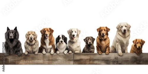 a group of different dogs behind a banner, created with Generative AI technology