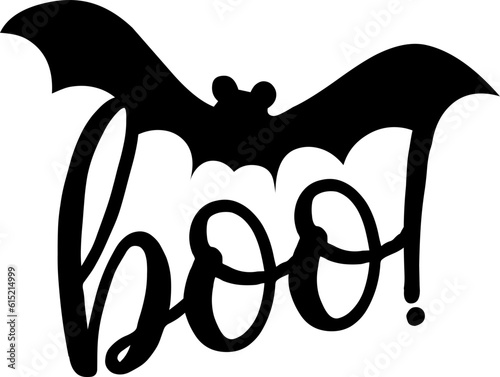 Spooky Halloween Vector with Bat and Boo