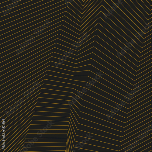 Abstract background with gold lines. Texture with distorted waves. Vector illustration with 3d effect. Fashion luxury design.