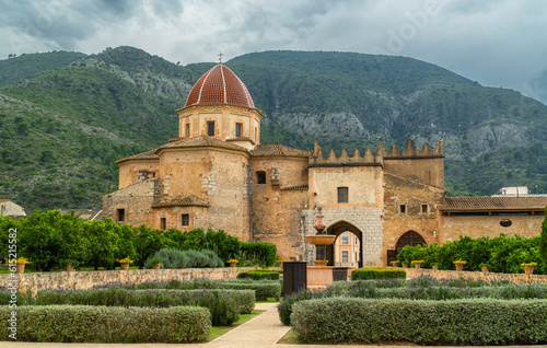 Exterior view to historic Monastery of Santa Maria de la Valldigna, Valencia (Spain)
