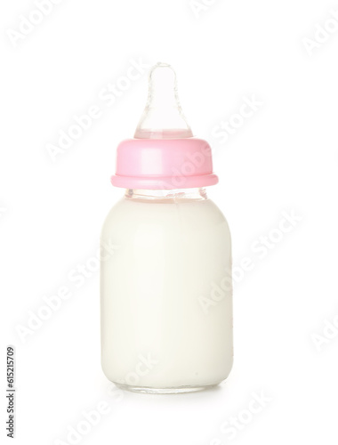 Bottle of milk for baby isolated on white background