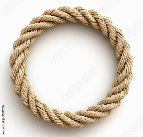 Rope circle frame - Endless rope loop isolated on white created with Generative AI technology