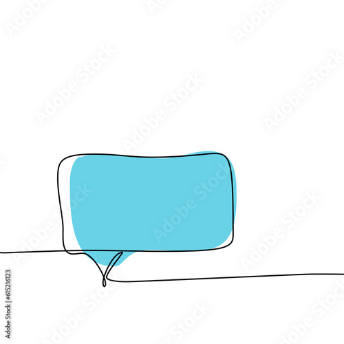 Speech bubble icon hand drawn with single one continuous line. Isolated vector illustration. Editable stroke.