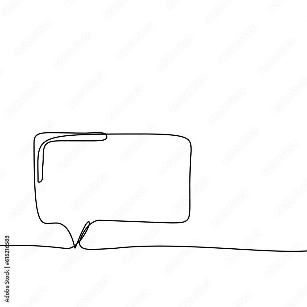 Speech bubble icon hand drawn with single one continuous line. Isolated vector illustration. Editable stroke. Speech bubble icon hand drawn with single one continuous line. Isolated vector illustration. Editable stroke.
