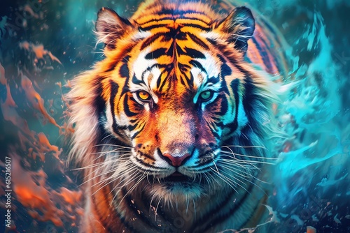 a tiger, with its piercing eyes and intricate details revealing the raw strength and grace of this majestic creature