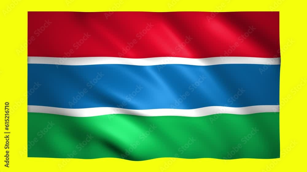 The Gambia flag on green screen for chroma key