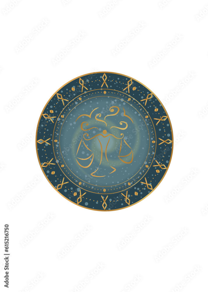 
The illustration - zodiac sign in the gold color.