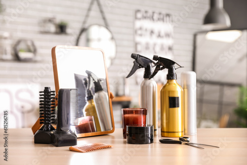 Hairdressing tools on table...