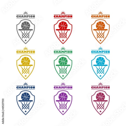 Basketball club logo icon isolated on white background. Set icons colorful