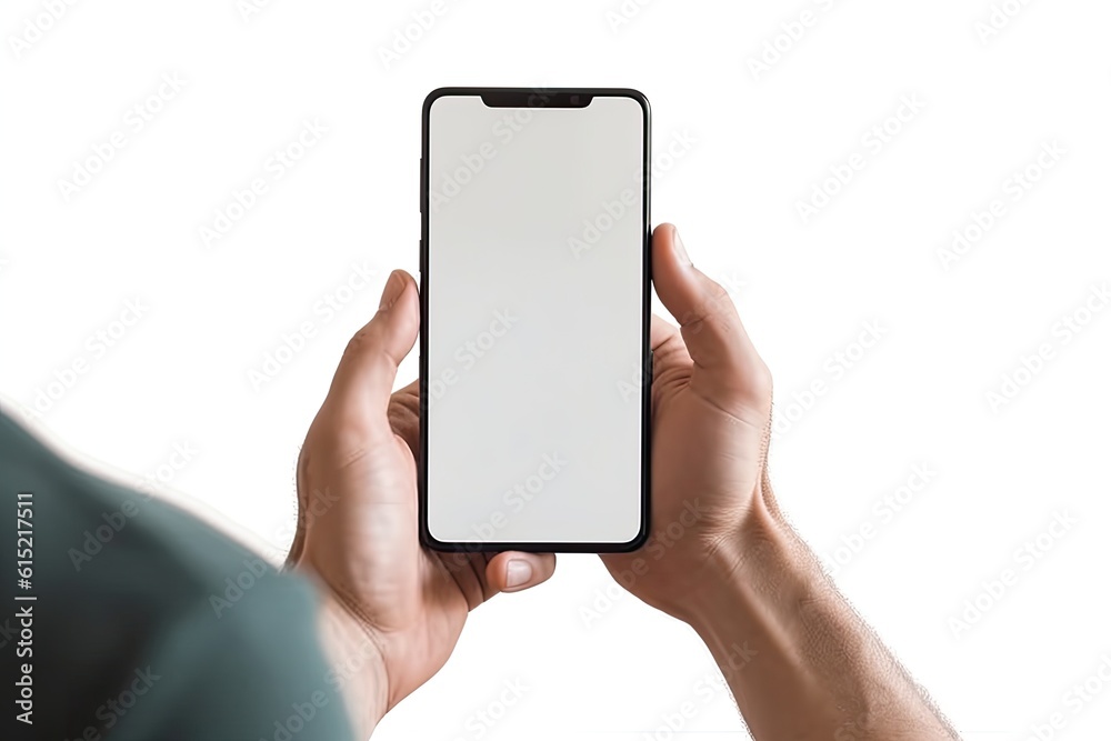 Phone mockup in hand - clipping path, Studio shot of smartphone with ...