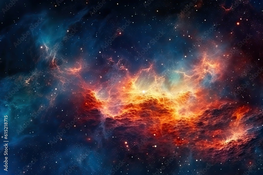 Naklejka premium Telescope imagery of Starfield with nebula. Generative AI.