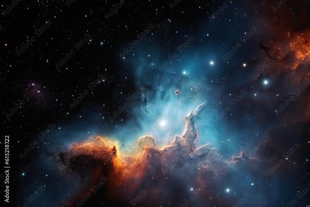 Fototapeta premium Telescope imagery of Starfield with nebula. Generative AI.