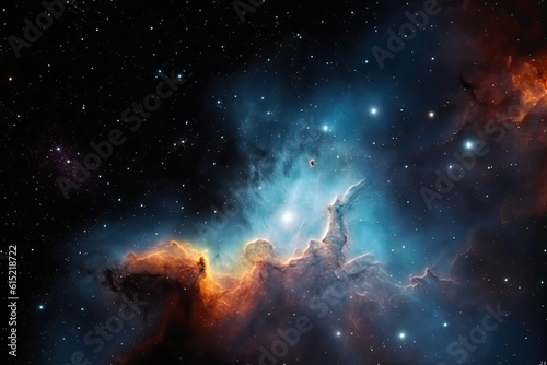 Telescope imagery of Starfield with nebula. Generative AI. © Hui