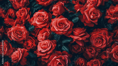 red roses background HD 8K wallpaper Stock Photographic Image