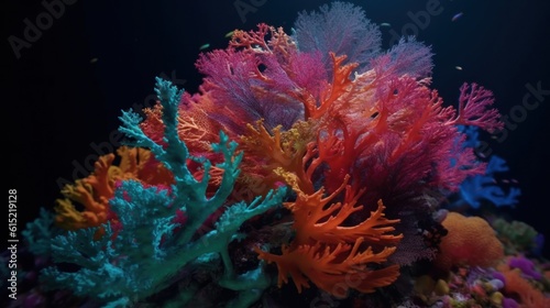 The vibrant bloom of an underwater coral reef
