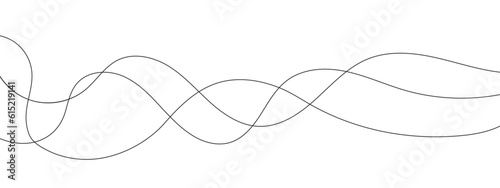 Abstract wavy black curved line on white background. Abstract wavy seamless thin liens background. Vector illustration.