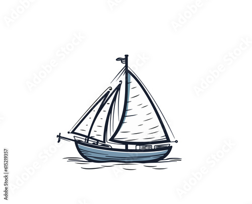 Sailing boat flat vector illustration isolated on white background