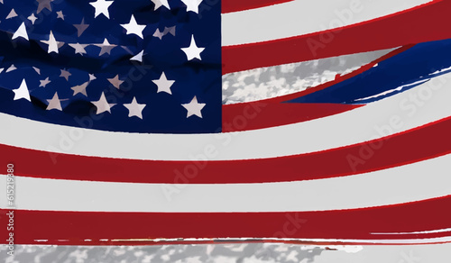 The United States with a stylized version of the flag 