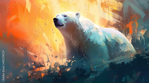 Artwork painting of a polar bear.