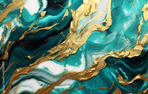 green marble and gold in a close-up view.