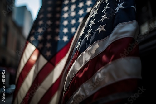 American Flag waving in the wind outdoor photo