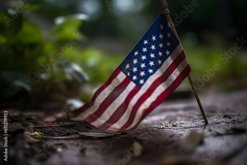 American Flag waving in the wind outdoor