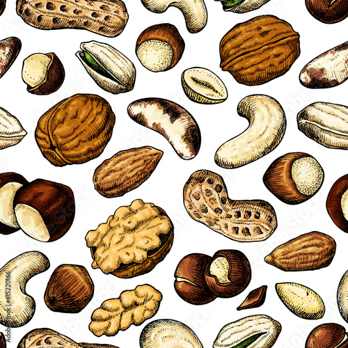 Nuts vector seamless pattern. 