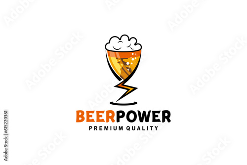 Power beer drink design, liquor logo vector illustration for pub club and bar, brewery logo