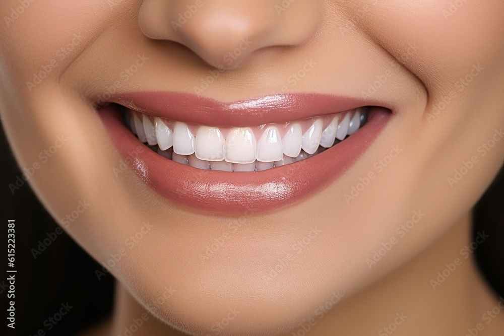 Fototapeta premium a woman with a Beautiful white smile, created by Generative AI