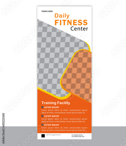 Creative vector roll up banner design template for company. Illustration minimal individual layout with gray stripes AIEPS and JPEG category. Simple and clean design. photo