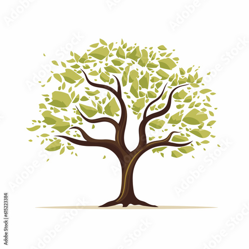 Tree with green leaves, vector
