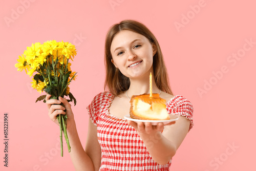 Pretty young woman with bir...