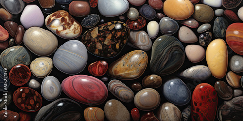 River pebbles background. Generative AI