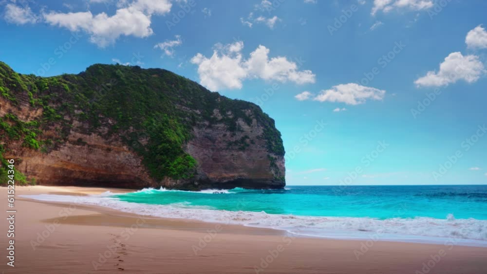Kelingking beach Bali most iconic landmark and famous travel destination travel people on tropical island Bali, Indonesia 4K Kelingking beach Bali most iconic landmark and famous travel destination travel people on tropical island Bali, Indonesia 4K