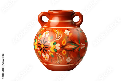 Terracotta-Colored Ceramic Clay Vase: Isolated on Transparent Background. AI