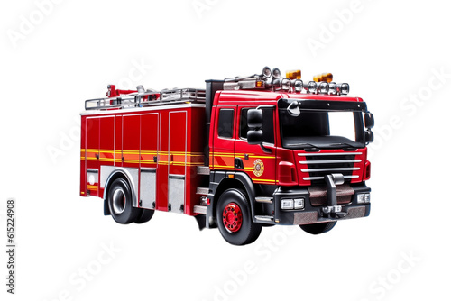 Fire Engine Truck Isolated on a Transparent Background. AI