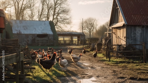 Farmyard with farm animals