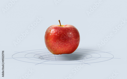 фотографія gravity theory with an apple - 3d render