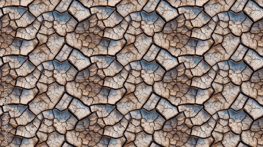 Seamless cracked dirt pattern, created with AI Generative Technology Seamless cracked dirt pattern, created with AI Generative Technology