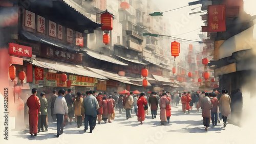 people walking on the street of china