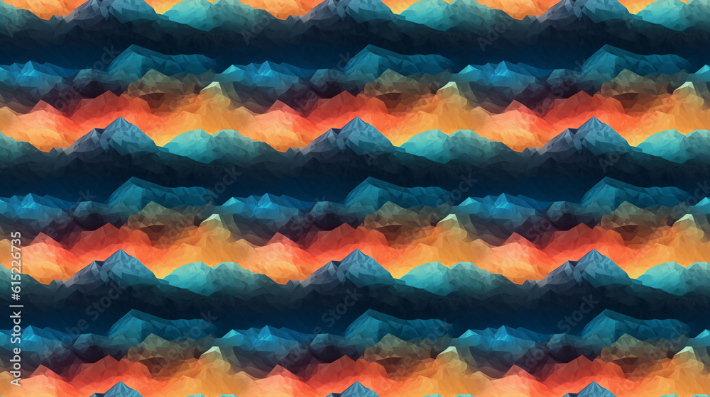 Seamless mountains pattern, created with AI Generative Technology