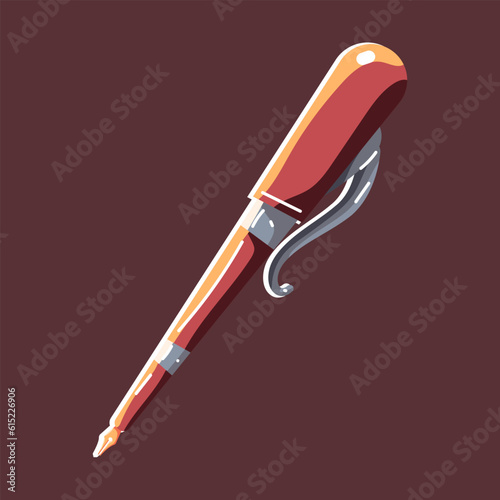 Vintage pen vector cartoon illustration isolated on background.